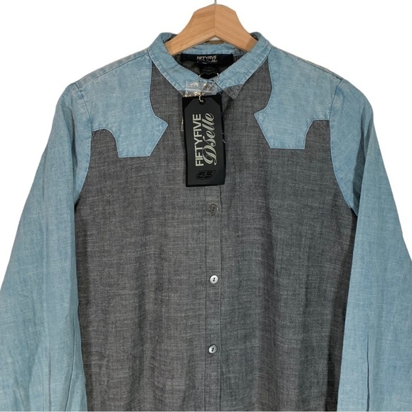 Diesel Fiftyfive DSL Sutcliffe Button Down Tunic Shirt Size Small NWT - Picture 3 of 11